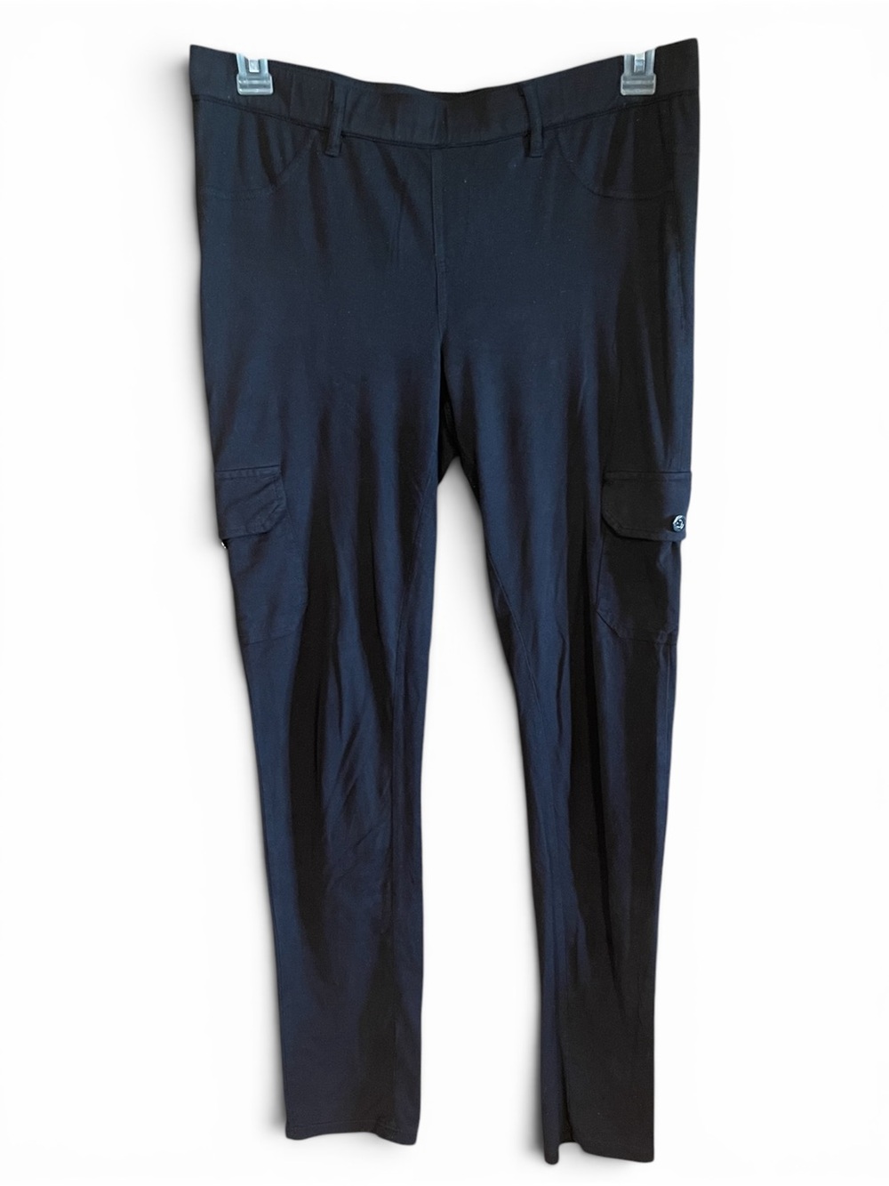 Dex Womens Pants Black Faux Suede Elastic Pull On Utility Cargo Trousers